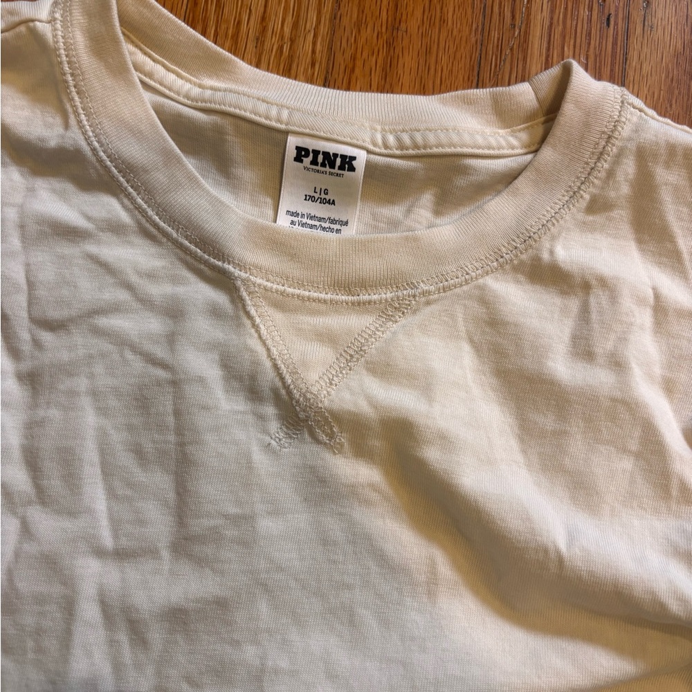 PINK Victoria's Secret Cream Long Sleeve Tee
